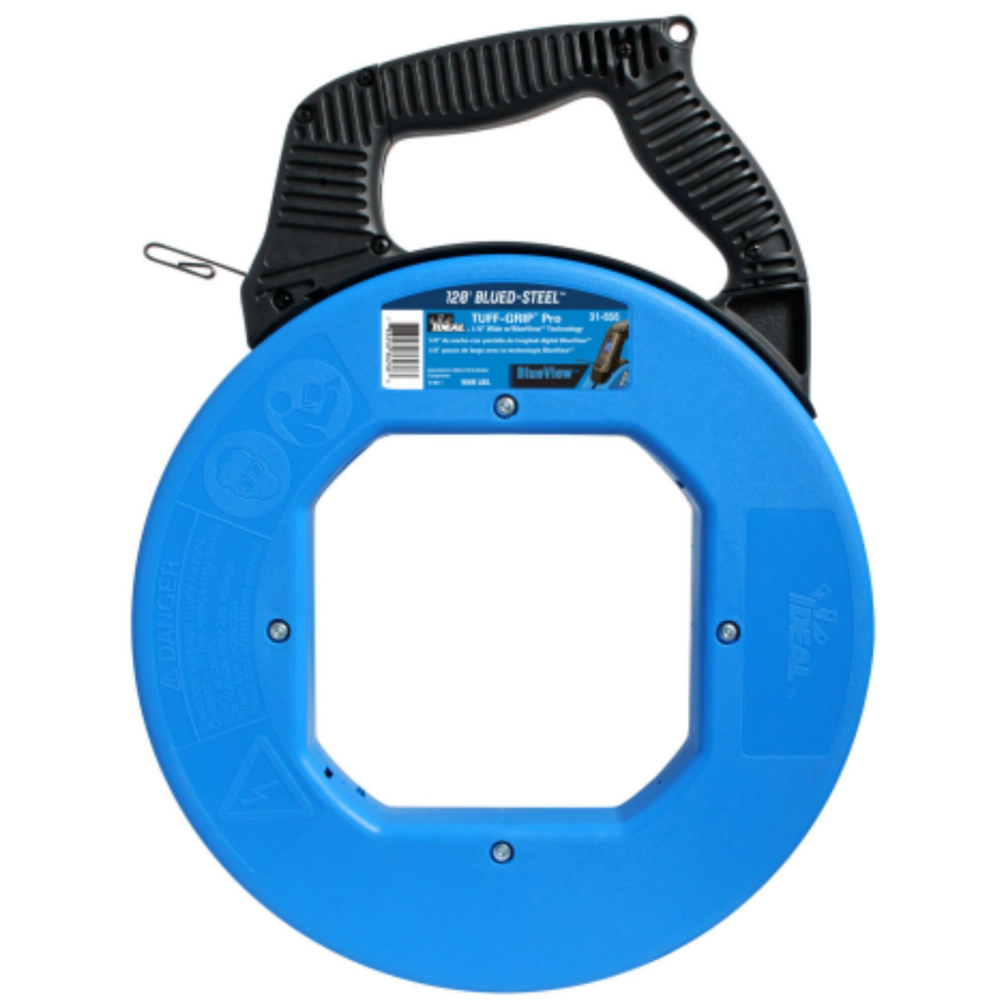IDEAL, 120' Blued-Steel™ Fish Tape w/BlueView™ Digital Display, Built-in digital display that accurately measures your tape length, Accurate to 1 in. over the length of the fish tape, 31-656